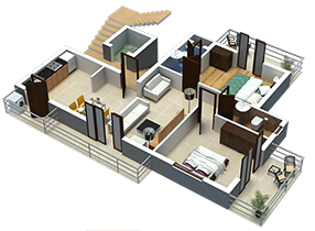 3d perspective of flat