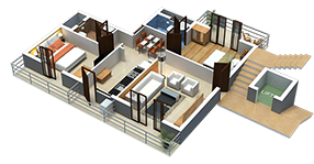 3d perspective of flat
