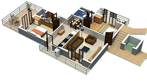 3d perspective of flat